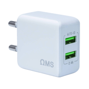 OMS Dual USB 2.4A Travel Charger with Data Cable